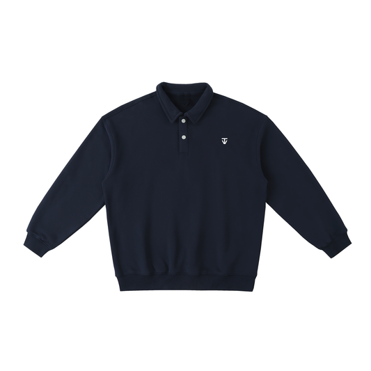 THÉVA Heavyweight Polo-Collar Sweatshirt