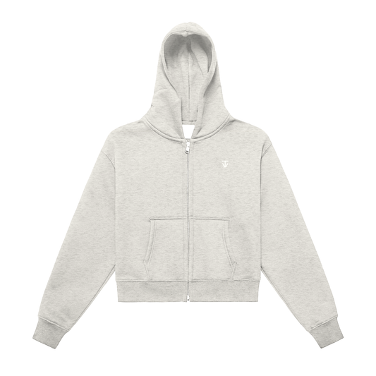 THÉVA Fleeced Zip-Up Cropped Hoodie